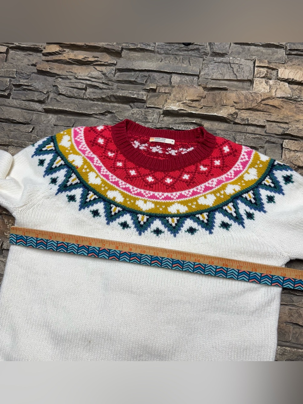 Marine Layer Archive Alpine Pullover Sweater Women Medium Off White Wool Casual - Picture 7 of 7